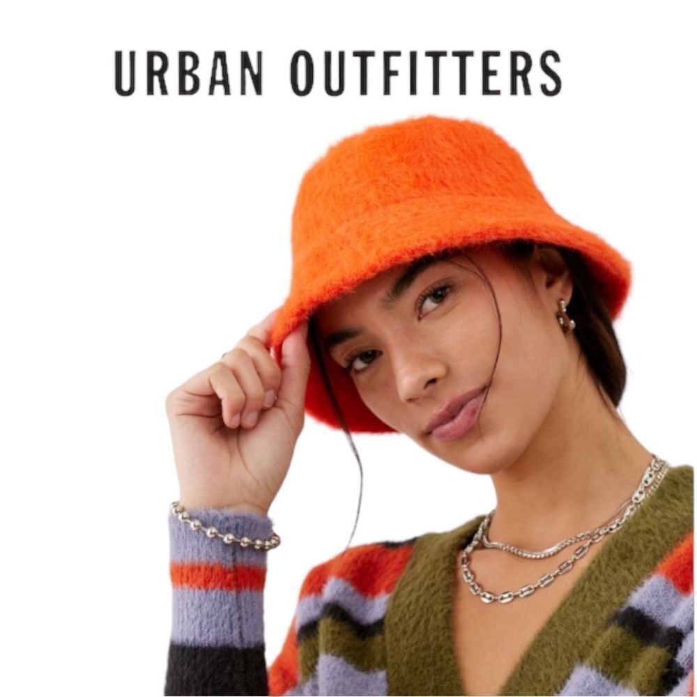 Urban Outfitters UO Juno Fuzzy Orange Bucket Cap Hat NEW